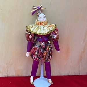 Vintage Porcelain Clown Doll Figurine